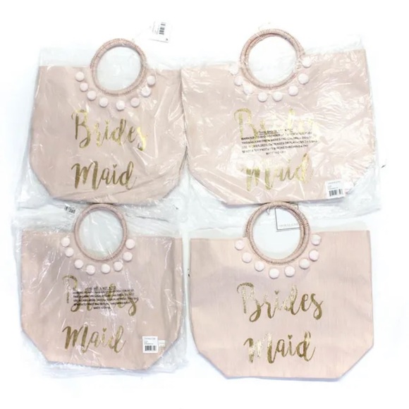 Lot of 4 SHIRALEAH pink vegan *bridesmaid* beach pool tote bag satchel party - Picture 6 of 7